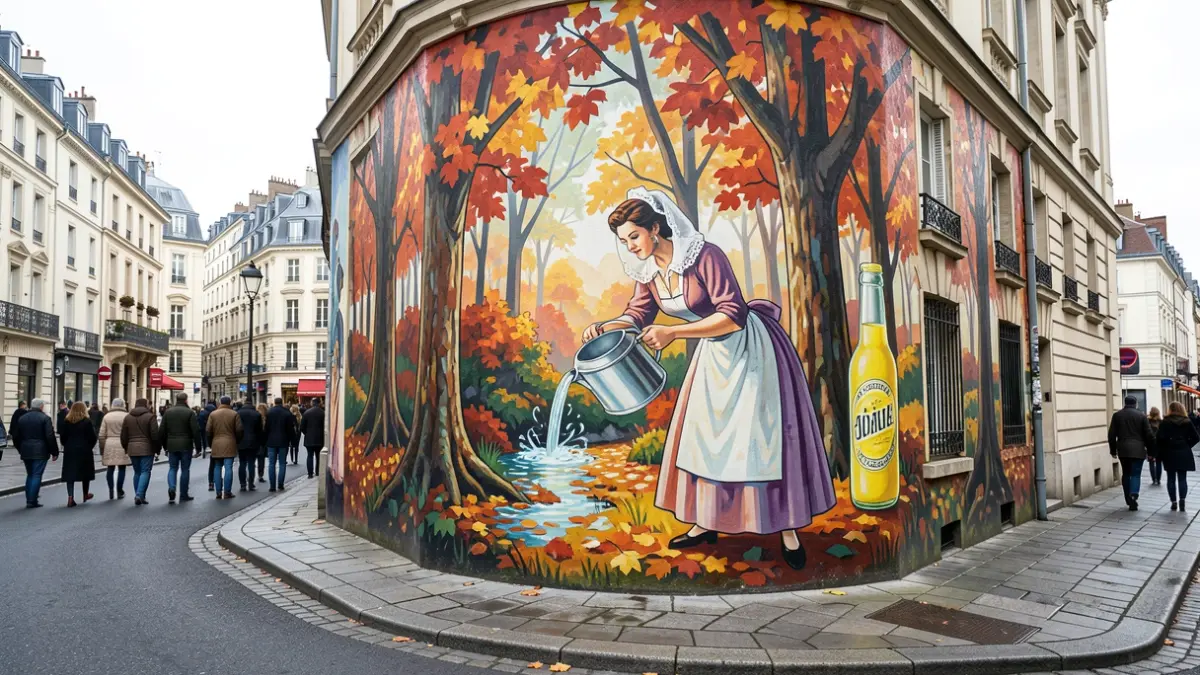 Image générique d'une fresque murale colorée représentant des éléments naturels, du patrimoine industriel et des symboles locaux.