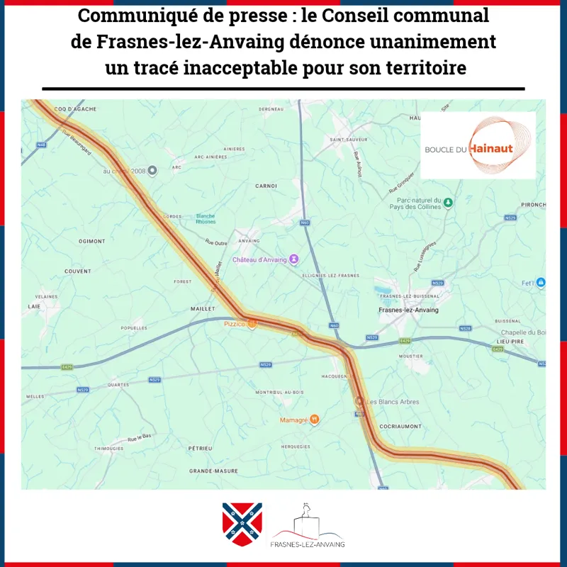 Boucle du Hainaut : le Conseil communal de Frasnes rejette le tracé envisagé