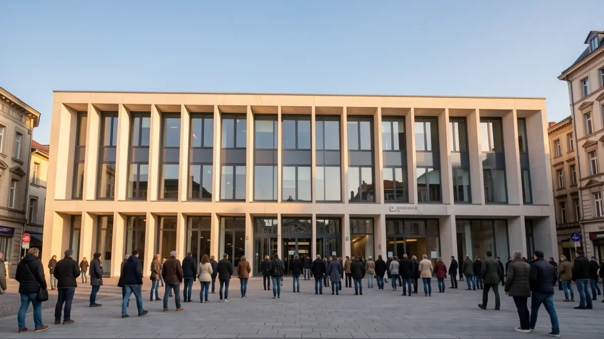 Generic image of a modern administrative building facade, symbolizing the modernization of public services.