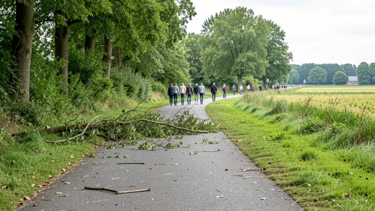 Generic image of ongoing construction on a cycling path with visible debris.
