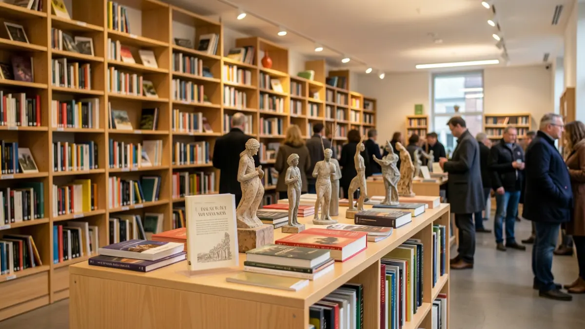Generic image of artistic creations inspired by literature in a library. No proper names, no real events.