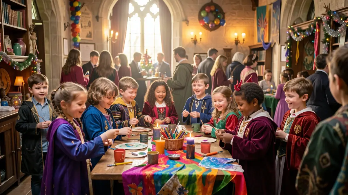 Generic image of children participating in a magical-themed activity, with colorful decorations and a whimsical atmosphere.