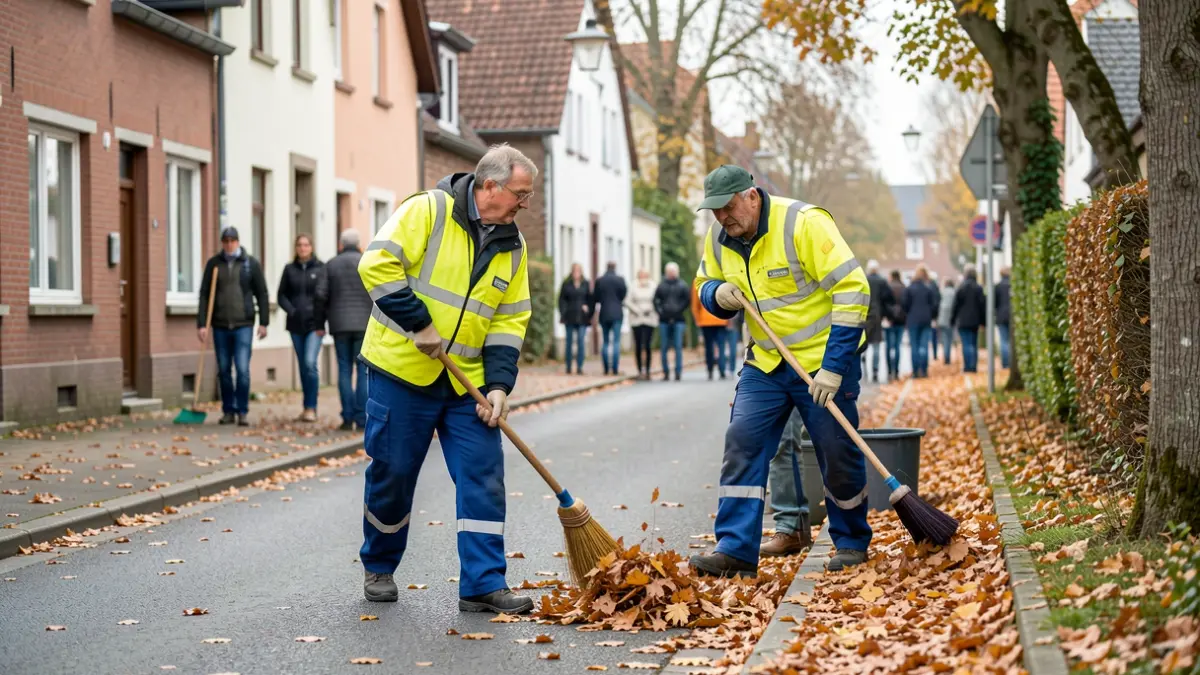 Équipes communales en action lors du Marathon de la Propreté à Boussu-Hornu, ramassant des déchets dans les rues.