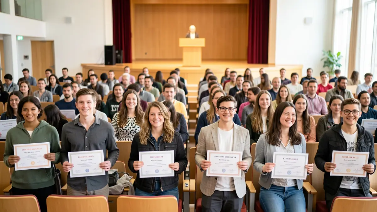 Generic image of an academic opening ceremony with students and a podium.