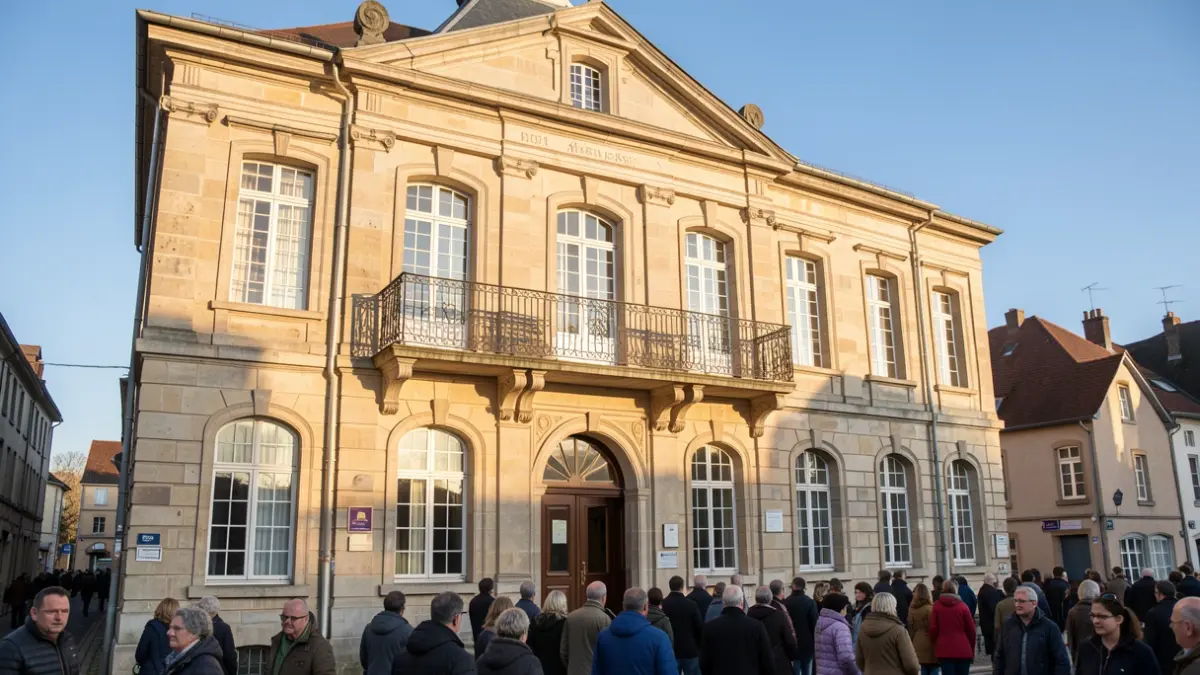 Generic image of a Belgian commune's town hall facade, typical of the Hainaut province, bathed in soft afternoon light.
