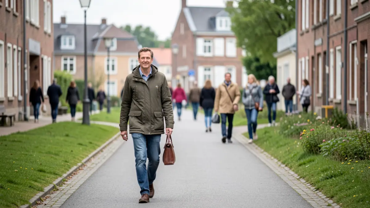 Generic image of a person walking in a Belgian municipality.